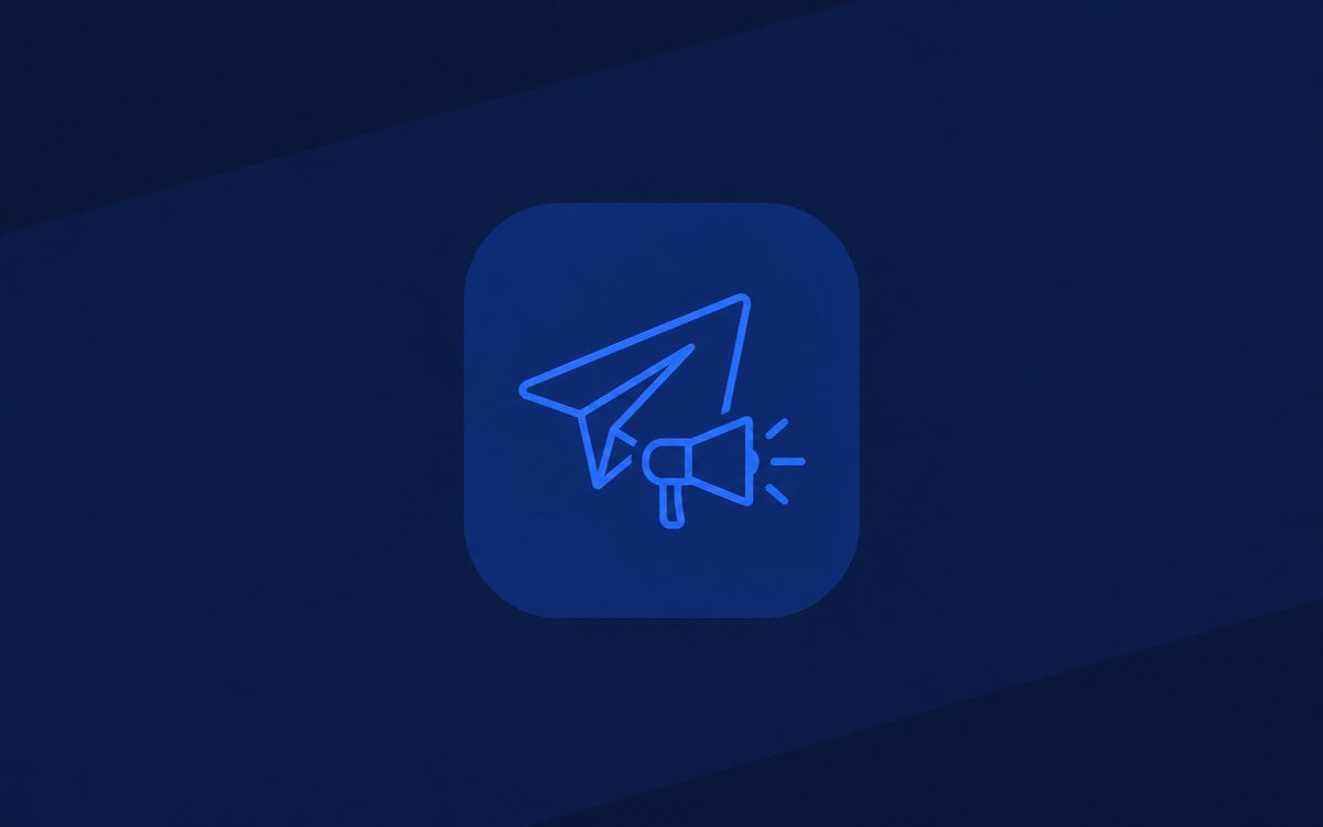 Мінімалістична іконка реклами в Telegram на темно-синьому фоні